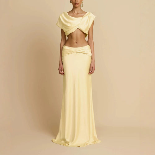 Damen Elegantes bodenlanges Kleid mit drapierten Details EB
