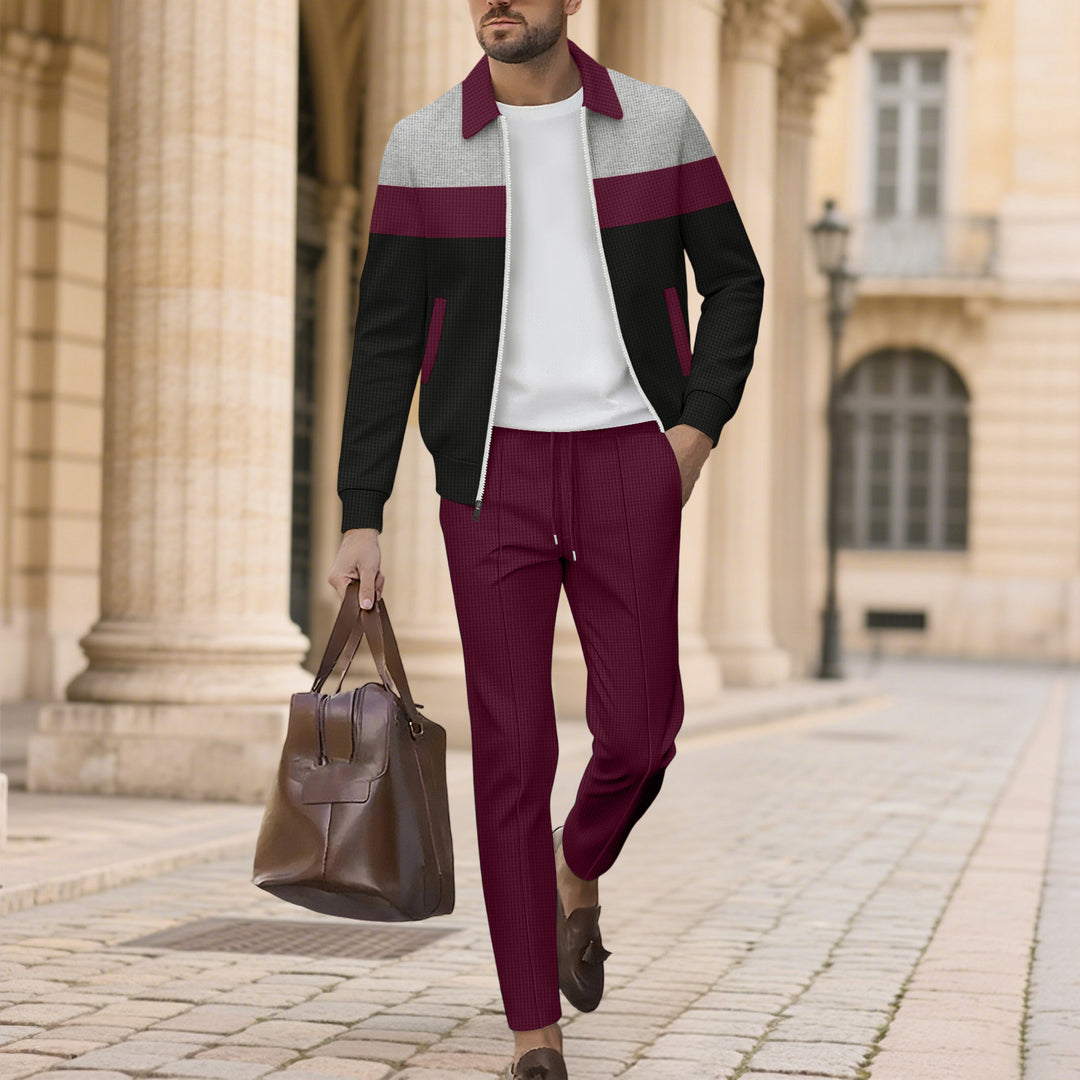 Herren moderdne Freizeitjacke mit kontrastierendem Design und lässigen Chinohosen EB