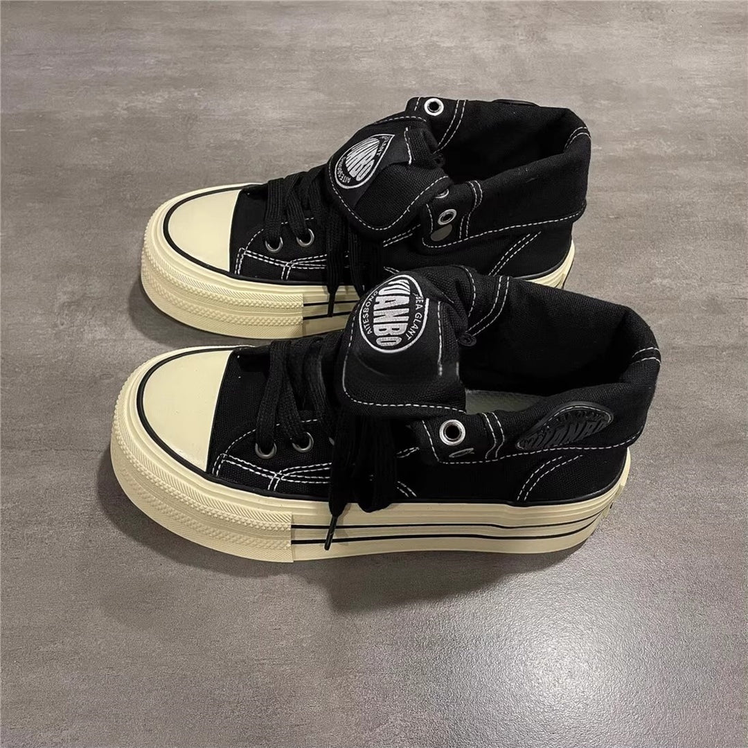 Damen Hohe Sneaker mit coolem Vintage-Design und praktischer Schnürung EB