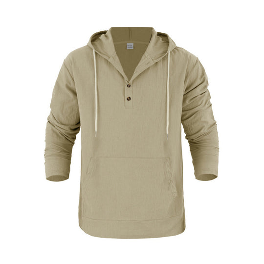 Herren Kapuzensweater mit Knopfleiste und praktischen Taschen EB
