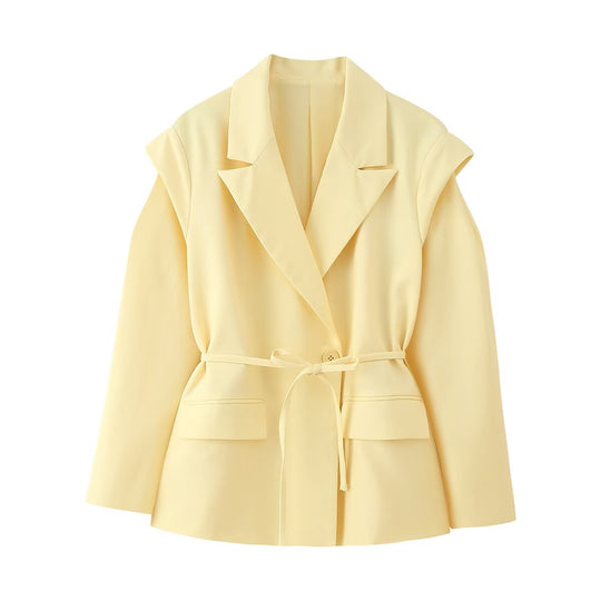 Damen eleganter Oversized-Blazer mit Gürteldetail EB