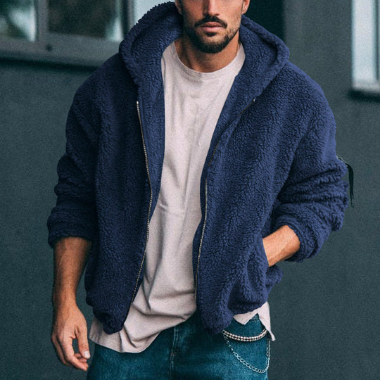 Herren weiche Fleece-Jacke mit hohem Kragen und praktischem Reißverschluss EB
