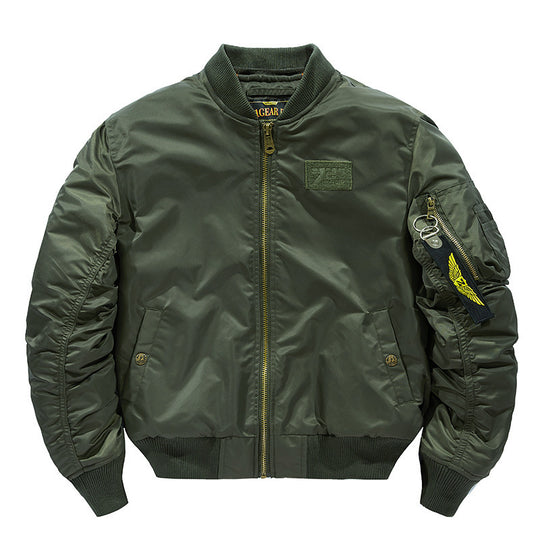 Herren  fliegerinspirierte Bomberjacke mit integriertem Kapuzeneinsatz, Ärmeltasche und wattierter Innenlage EB
