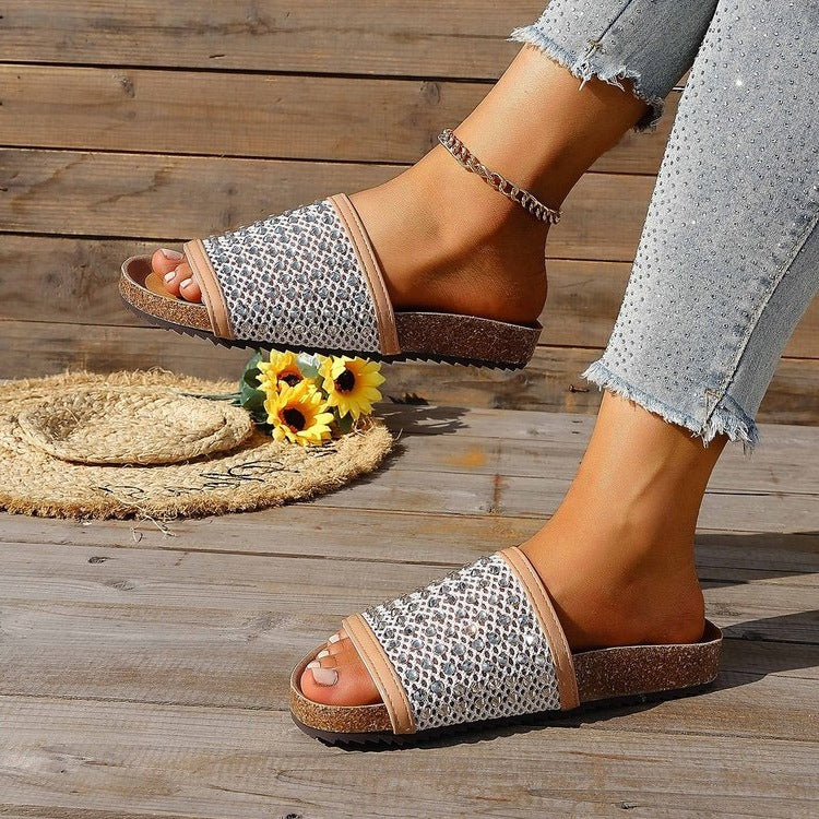 Damen modische Sandalen mit glitzernden Applikationen EB