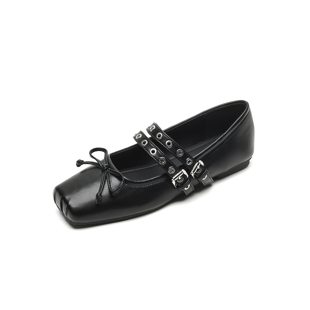 Damen Ballerinas mit modischen Schnallen und elegantem Schnitt EB