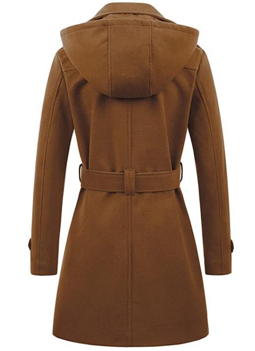 Damen eleganter Peacoat mit doppelter Knopfleiste und Taillengürtel EB