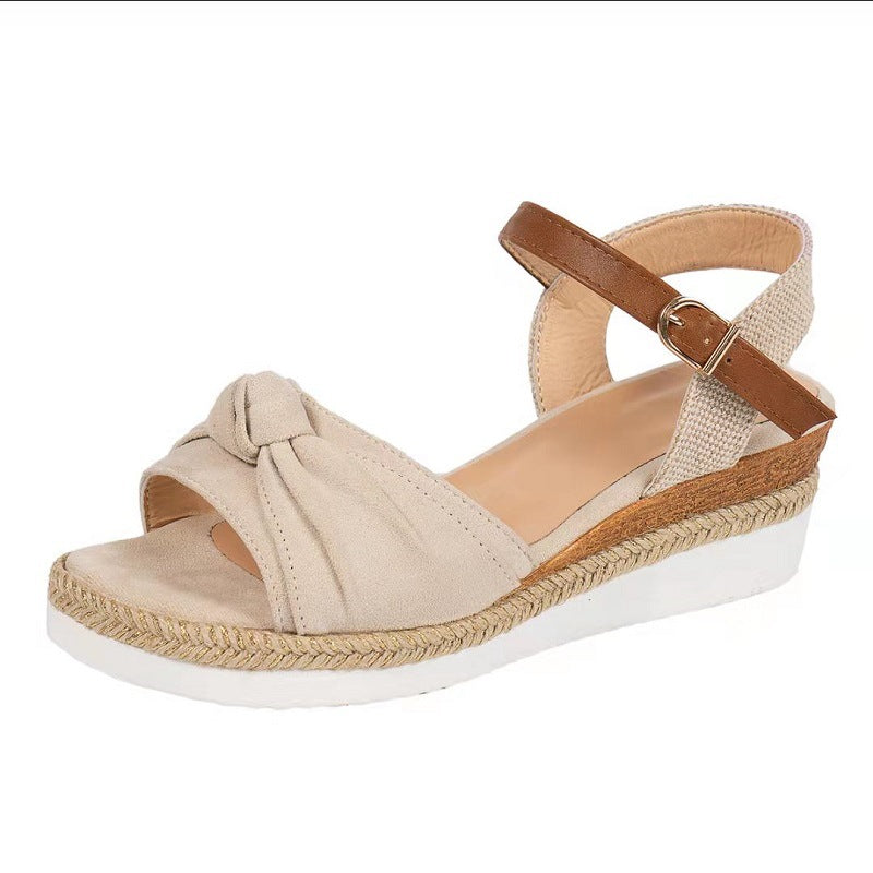 Damen Wedge-Sandaletten mit eleganter Schleifenapplikation und komfortablem Fußbett EB