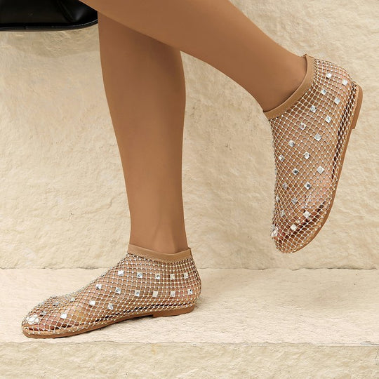 Damen Glitzernde Netz-Boots mit offener Zehenpartie und modischem Design EB