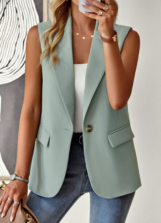 Damen ärmelloses Blazer-Oberteil mit taillierter Silhouette EB
