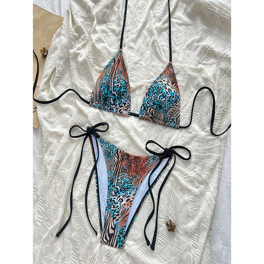 Damen Triangel-Bikini mit hohem Beinausschnitt und verstellbaren Bändern EB