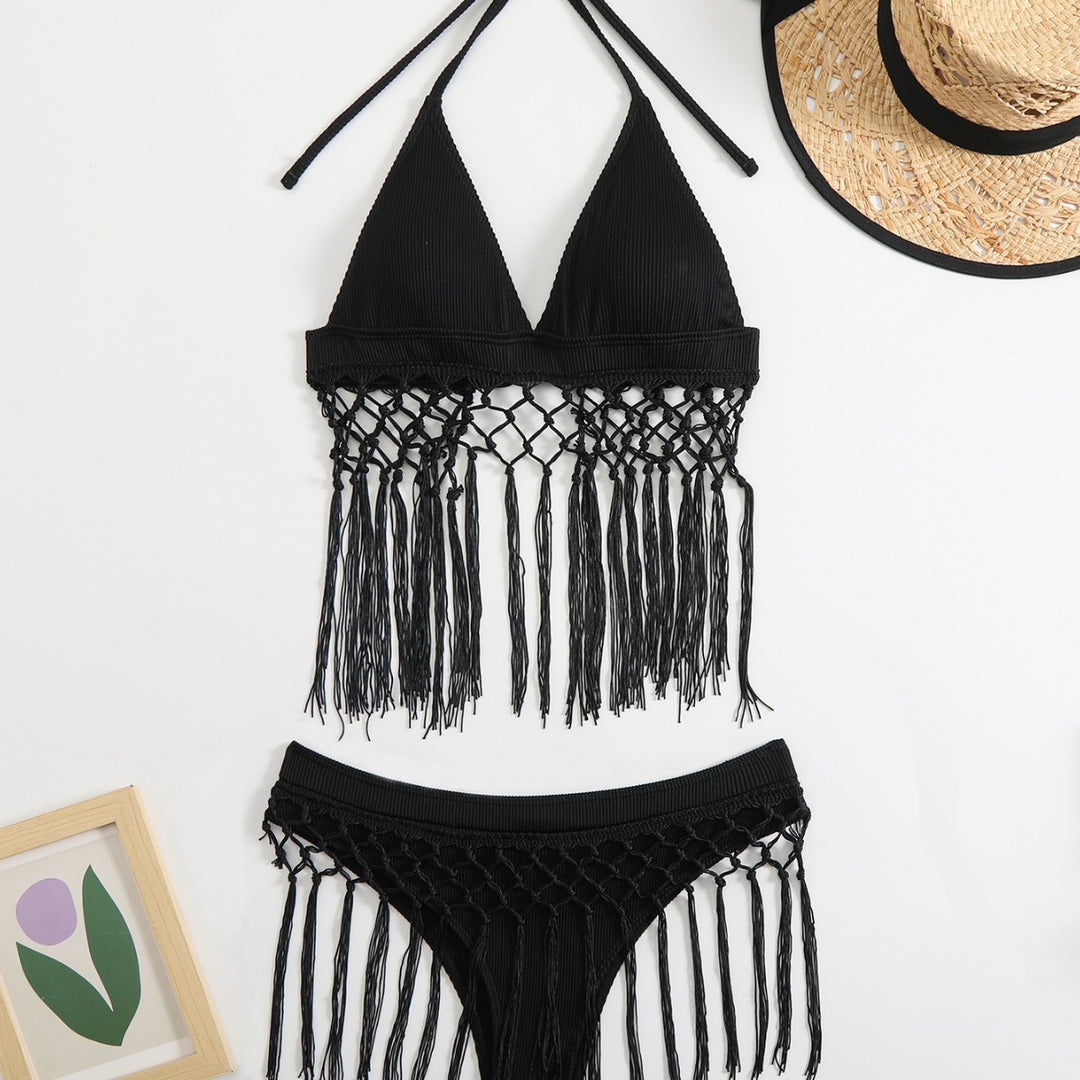 Damen Freizeitsommer-Bikini mit modischen Fransen EB