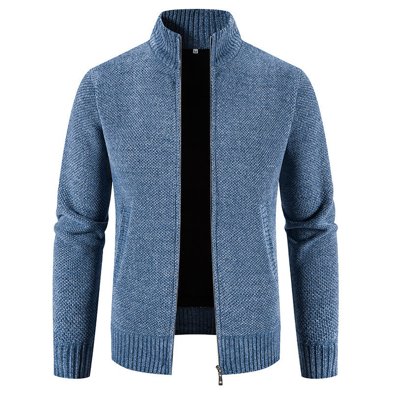 Herren modische Strickjacke mit hochgeschlossenem Kragen und Reißverschluss EB