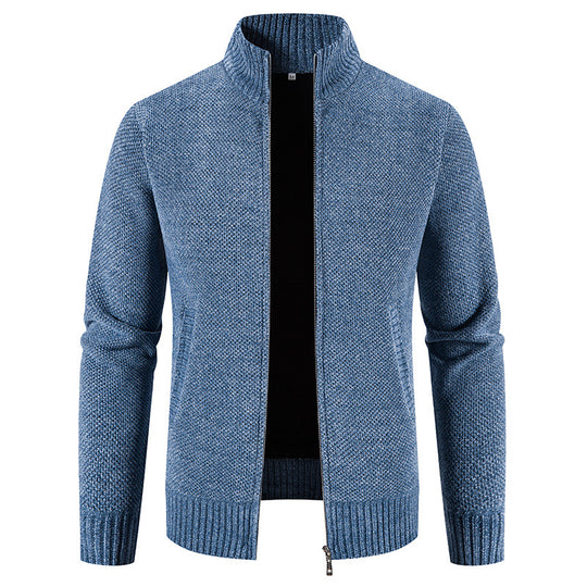 Herren modische Strickjacke mit hochgeschlossenem Kragen und Reißverschluss EB