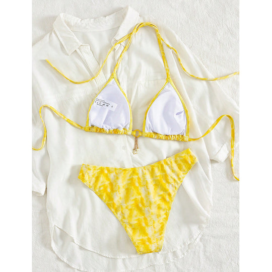 Damen Triangel-Bikini mit Raffungen und modischem Detail EB
