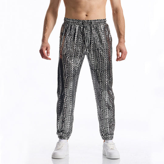Herren Glamouröse Pailletten-Jogginghose EB