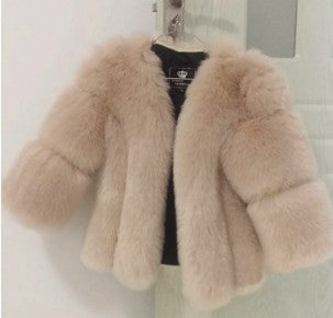 Damen modische Kurzjacke mit voluminösen Ärmeln und weichem Fell EB