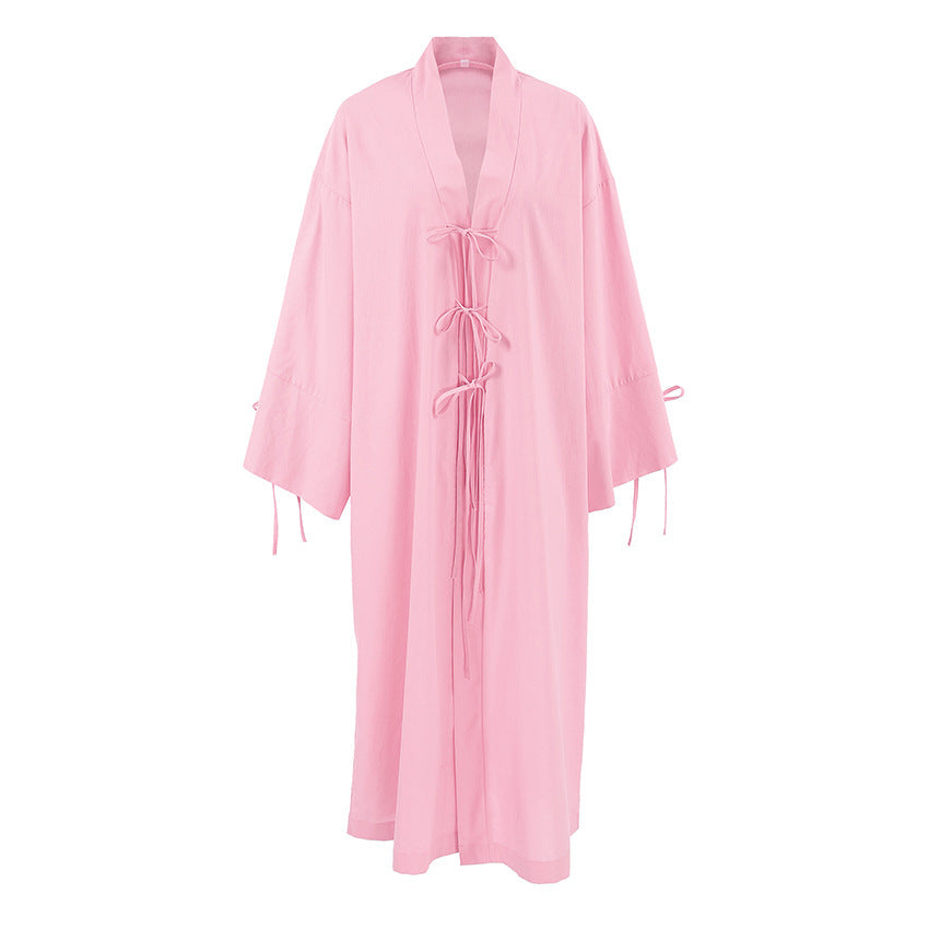 Damen Langärmliger Kimono-Robe mit seitlichem Bindeband EB