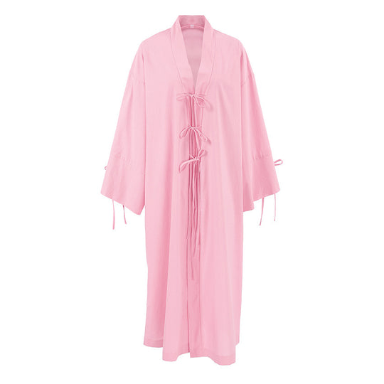Damen Kimono-Style Morgenmantel mit verspieltem Rüschendetail EB
