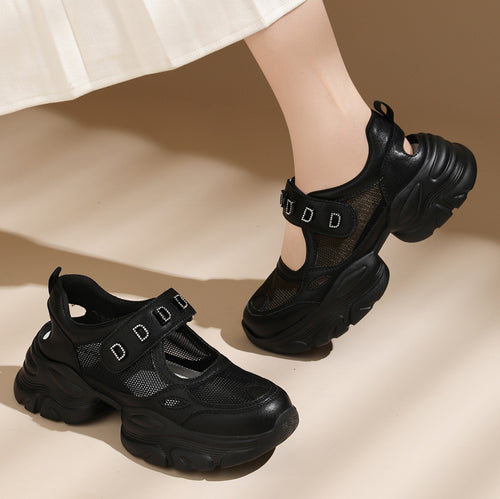 Damen Sportliche Komfort-Sneaker mit verstellbarem Riemen und dämpfender Sohle EB
