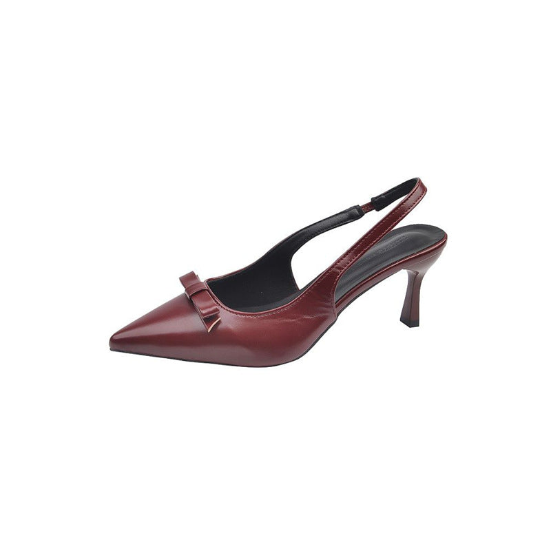 Damen Slingback High Heel Schuhe mit zarter Schleifenverzierung EB