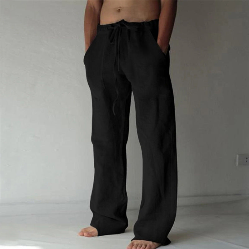 Herren nan lockere Leinenhose mit weitem Bein und Kordelzugbund EB