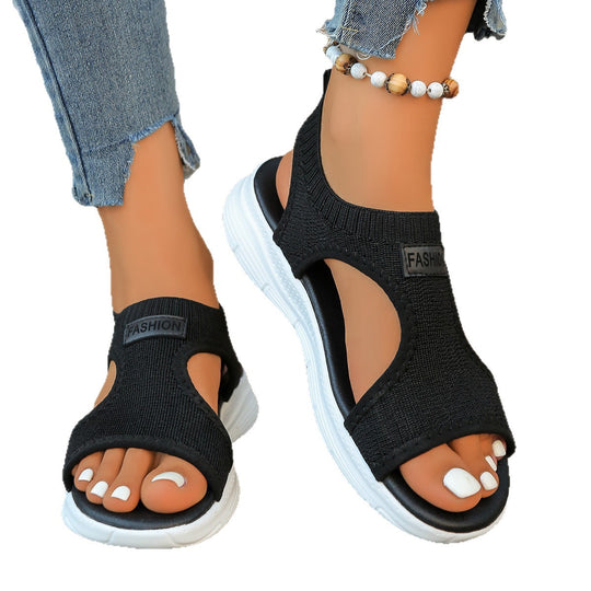 Damen Bequeme Freizeit-Sandalen mit elastischen Riemen und gepolsterter Sohle EB