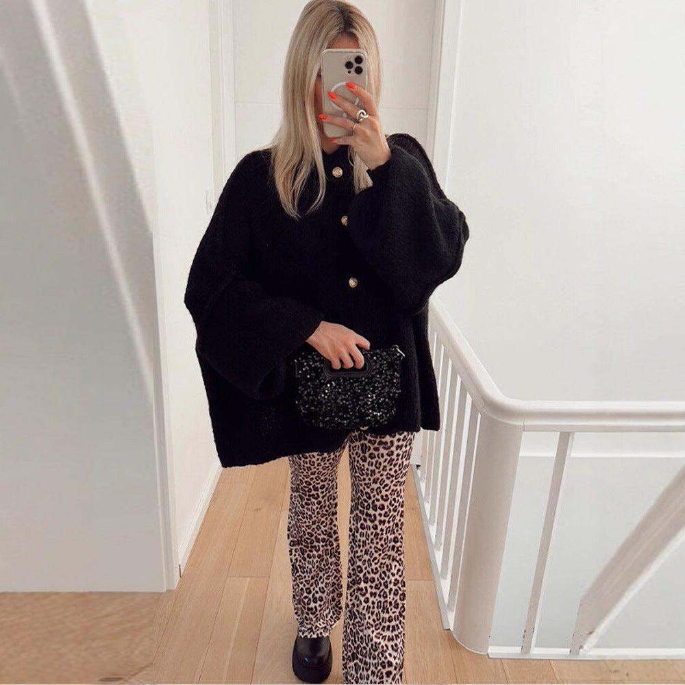 Damen Grobstrickjacke mit eleganten Knopfdetails und lässigem Oversized-Schnitt EB