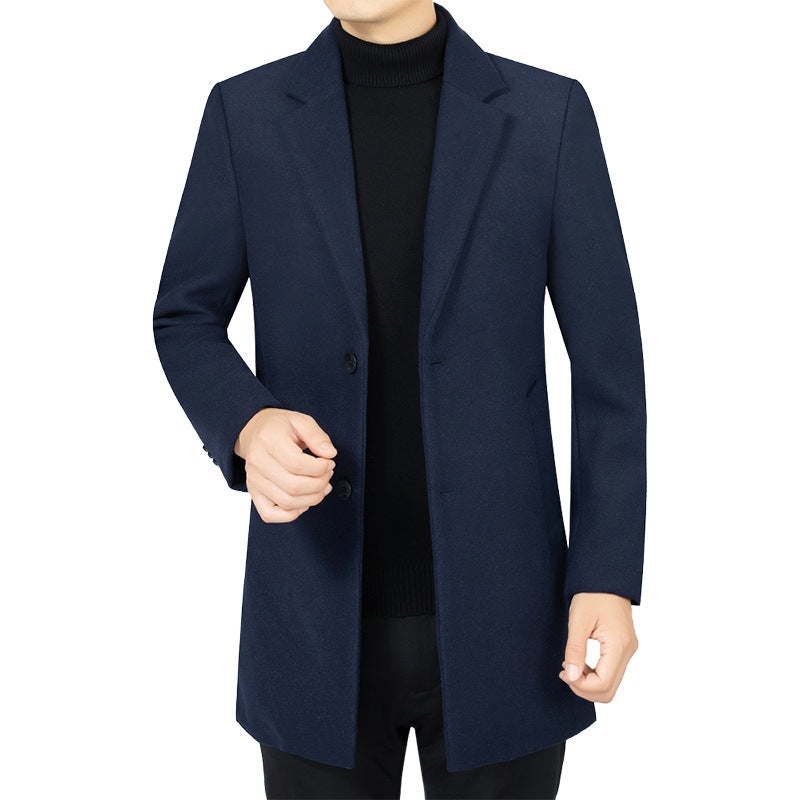 Herren Eleganter taillierter Wollmix-Mantel mit Notch-Revers und Zweiknopfverschluss EB