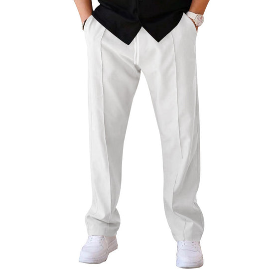 Herren Gerade geschnittene Freizeit-Hose mit Bundzug, Bügelfalte und Eingrifftaschen EB