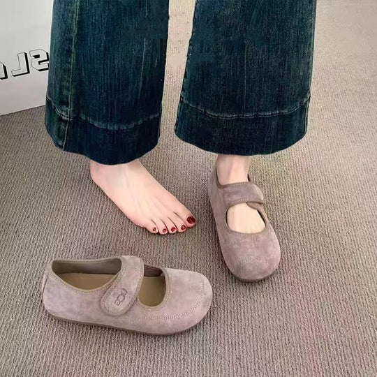 Damen Bequeme Mokassins mit verstellbarem Riemen und weichem Innenfutter EB