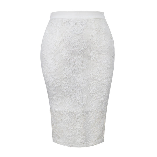 Damen Eleganter Spitzenrock mit floralen Details EB