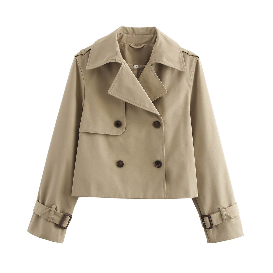Damen cropped Trenchjacke mit exklusivem Schnitt und praktischen Taschen EB