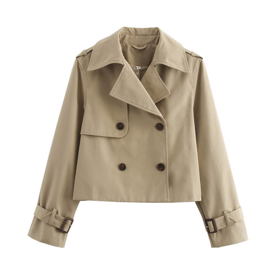 Damen cropped Trenchjacke mit exklusivem Schnitt und praktischen Taschen EB