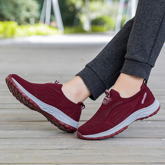 Damen Sportliche und atmungsaktive Slip-On Sneakers mit elastischem Obermaterial EB