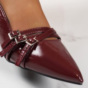 Damen elegante Slingback-Pumps mit schmalem Absatz und modischem Riemchen-Design EB