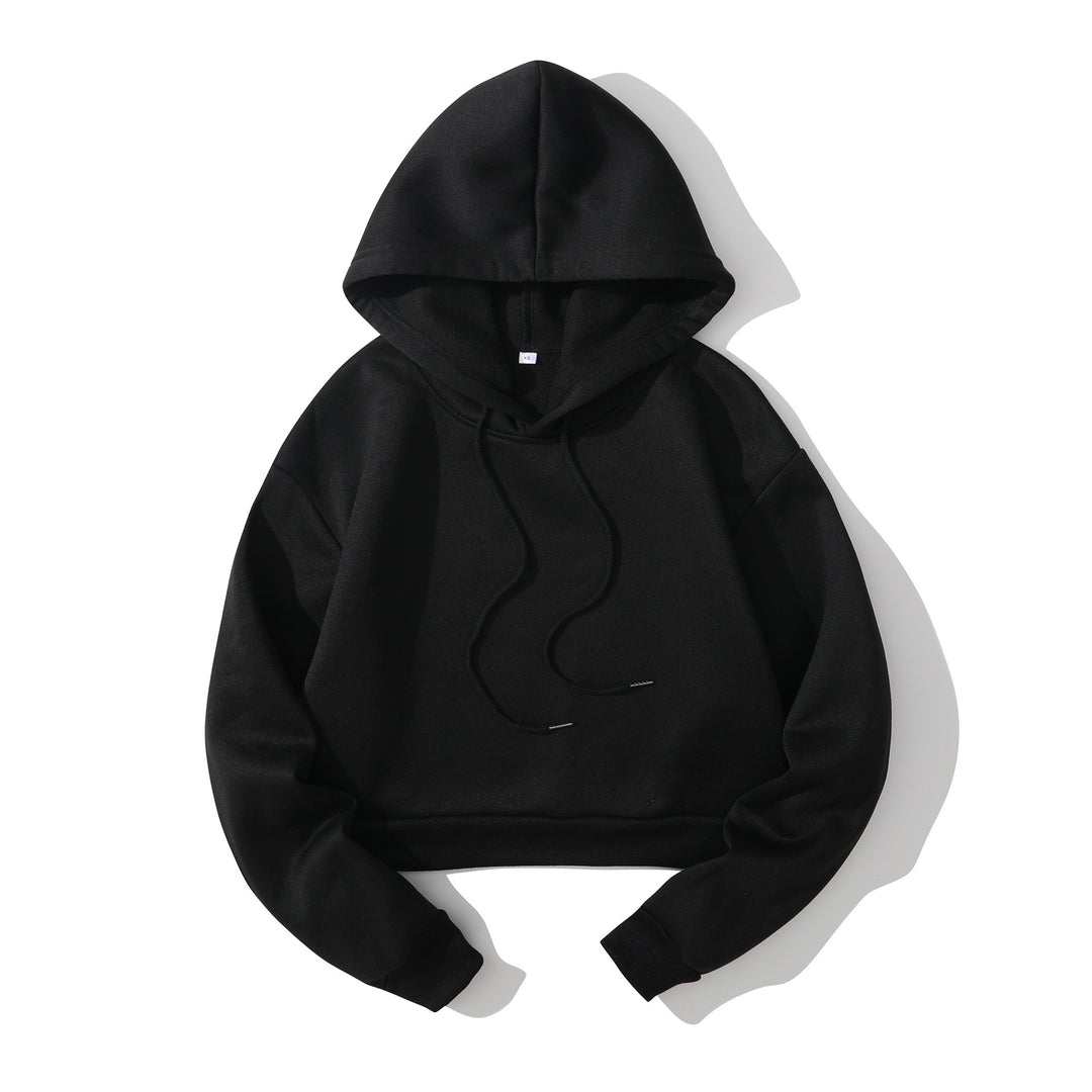 Damen nan cropped Kapuzenpullover mit weichem Fleece‑Innenfutter und elastischem Rippbund EB