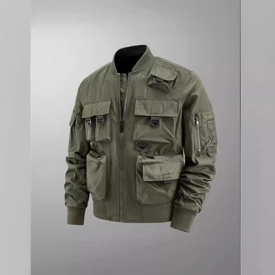 Herren taktische Multifunktionale Bomberjacke mit mehreren Taschen EB
