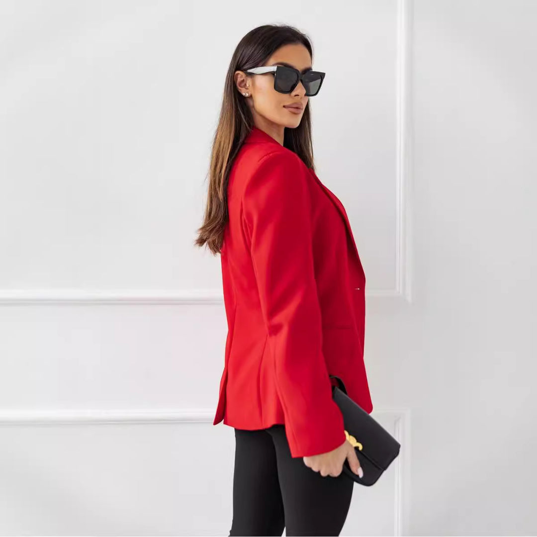 Damen eleganter Blazer mit praktischen Taschen und goldenen Knöpfen EB