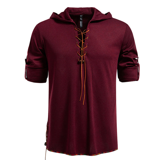 Herren lässiges Hoodie mit dekorativer Schnürung EB