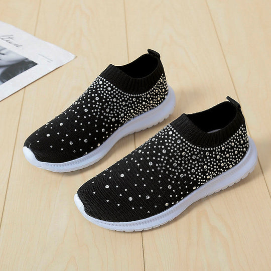Damen modische Slip-On Sneakers mit funkelnden Verzierungen EB
