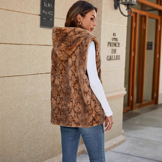 Damen Fleece-Weste mit animalistischem Muster EB