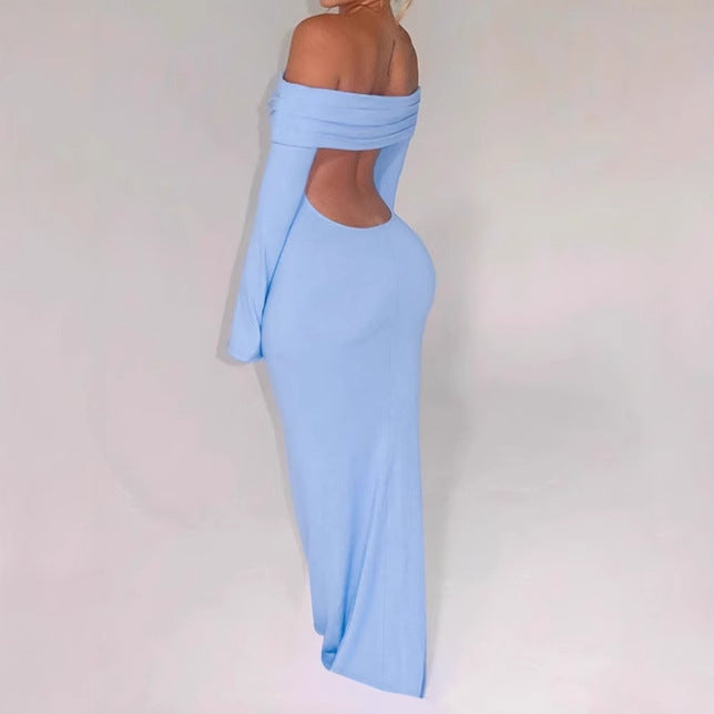 Damen Off-Shoulder Maxikleid mit kreativen Cut-Out-Details und figurbetontem Design EB