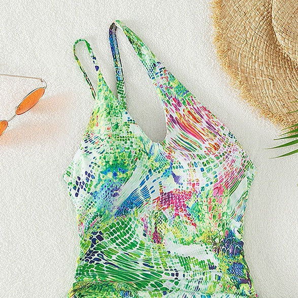 Damen Einteiliger Badeanzug mit kreativem Schnitt und verspieltem Wickeldetail EB