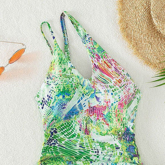 Damen Einteiliger Badeanzug mit kreativem Schnitt und verspieltem Wickeldetail EB