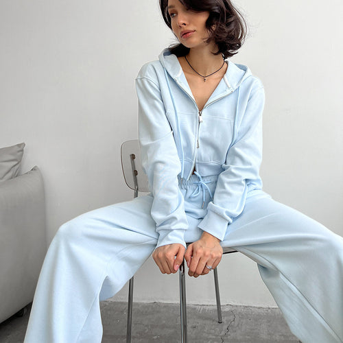Damen cropped Hoodie und bequeme Jogginghose mit hohem Bund EB