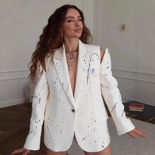 Damen Übergrößen Blazer mit kreativen Designelementen EB