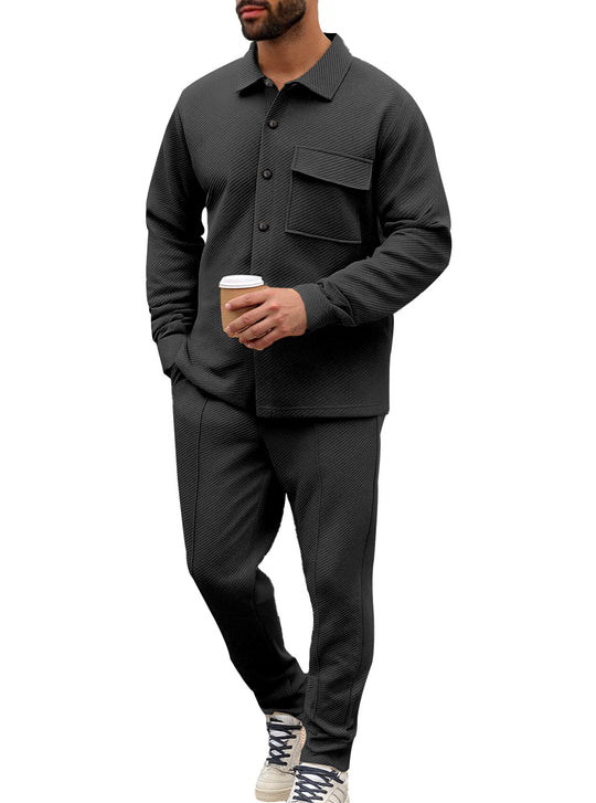 Herren nan Hemdenjacke-Set mit aufgesetzter Klappentasche und konischer Komforthose EB