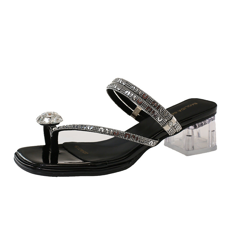 Damen Glamouröse Riemchen-Sandalen mit funkelndem Absatz EB