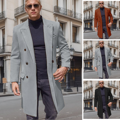 Herren eleganter Doppelknebel-Mantel mit stilvollem Schnitt und modischen Details EB