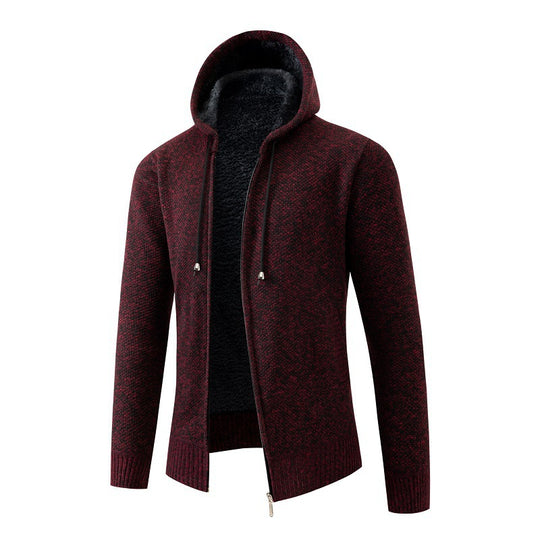 Herren bequeme Strickjacke mit Kapuze EB